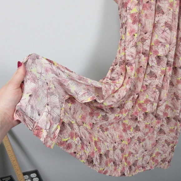 Anthropologie Rujuta Sheth Pink Floral V Neck Kaftan Maxi Dress O/S Beach Cover - Picture 13 of 14